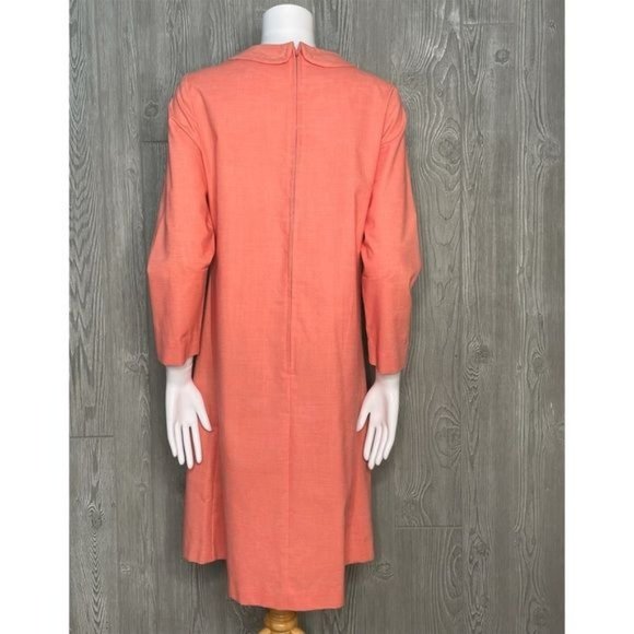Vintage jeri Ann coral pink / orange dress with button front retro 50s mrs maise - Picture 5 of 9